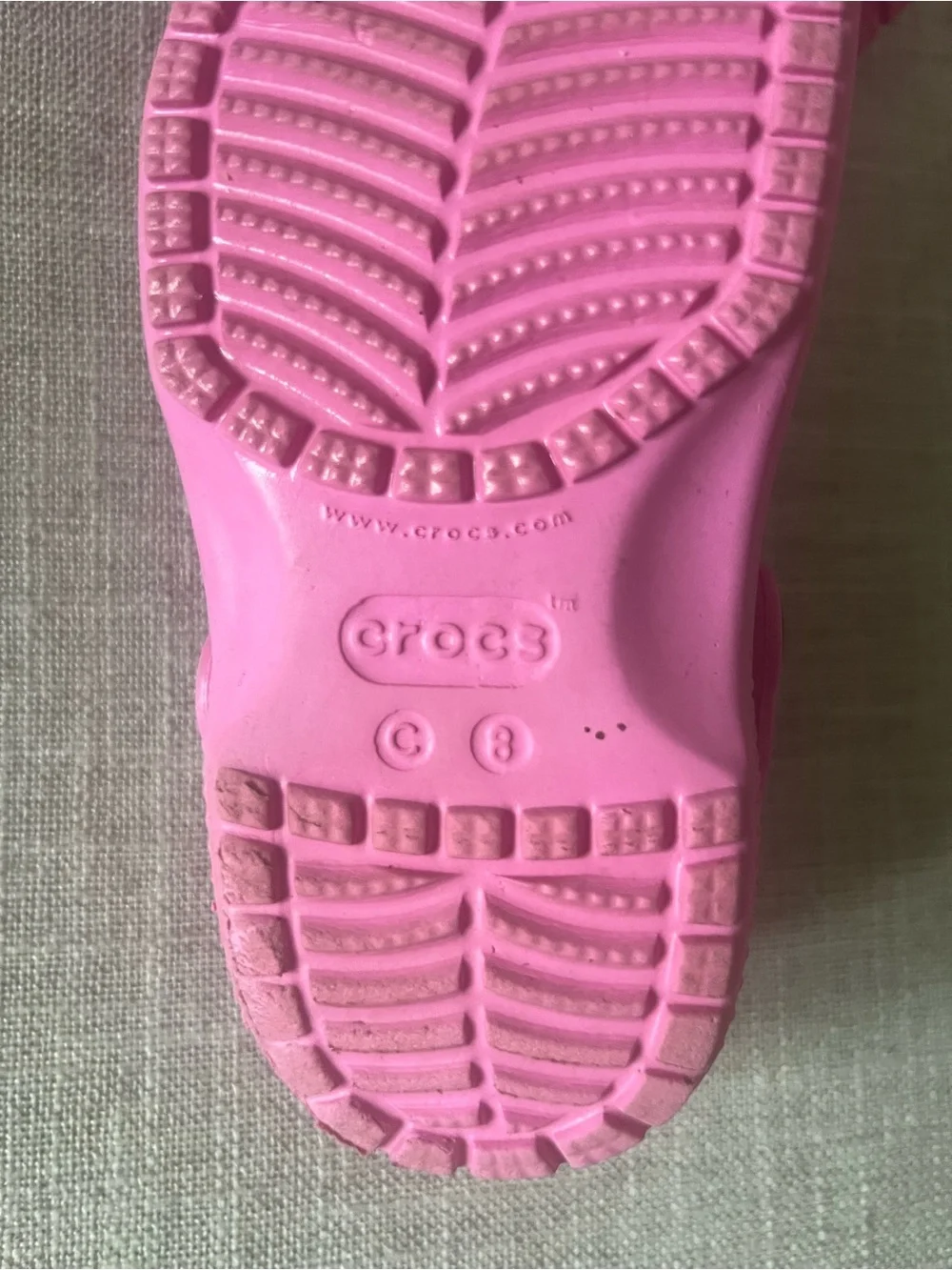 CROCS Kids Girls Pink logo mule Clogs w/strap, size 8